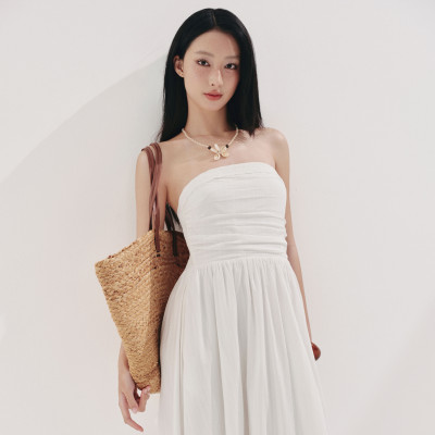 DOTTIE - Đầm midi viền đăng ten - Trắng - D0709