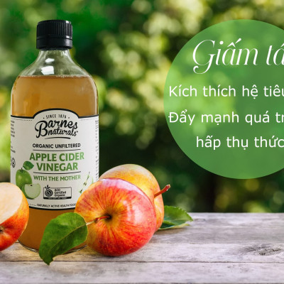 Giấm Táo Hữu Cơ Barnes Naturals (có giấm cái) 500ml