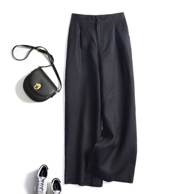 Quần dài suông linen thô cao cấp đũng ngắn lưng thun