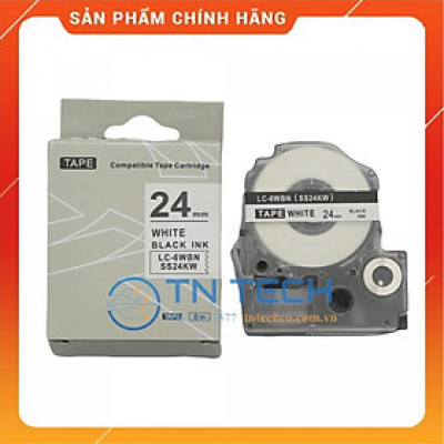 Nhãn in TEPRA - EPSON LC-6WBN (SS24KW) – Chữ đen nền trắng 24MM X 8M  - Dùng cho máy in nhãn TEPRA - EPSON [Hàng nhập khẩu]