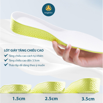 Lót giày tăng chiều cao,  tăng 1.5 cm/ 2.5cm/3.5cm chất liệu PU êm chân, thoáng khí - BuyBox - BBPK367