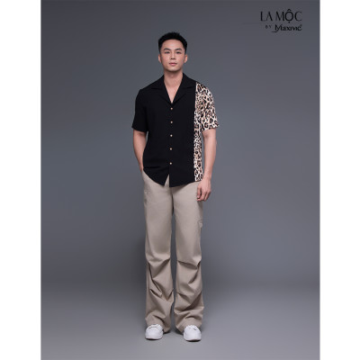 Quần nam kaki be túi hộp xếp ly