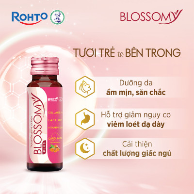 Nước uống collagen giúp sáng da, dạ dày khỏe Blossomy lốc 10 chai x 50ml