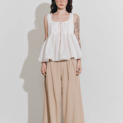 DOTTIE - Áo kiểu chiết ly - Trắng - T1130