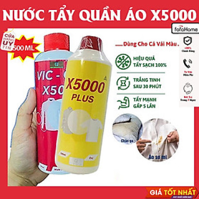 Chai Nước Thuốc Tẩy X5000, Nước Tẩy Trắng, Tẩy Mốc, Vết Ố Quần Áo, Chăn Ga Nước Tẩy Trắng Cao Cấp X5000 Đánh Bay Mọi Vết Bẩn Không Làm Phai Màu Vải Khử Khuẩn
