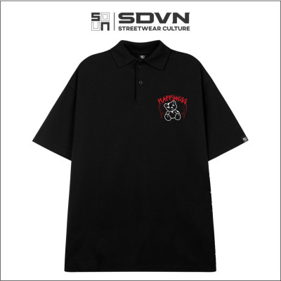 Áo Thun POLO Unisex Form Rộng - Brand Chính Hãng SDVN - HAPPINESS