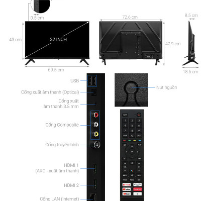 Android Tivi LED Hisense 32 inch 32A4N trợ lý ảo Google Voice Control, bảo hành chính hãng 2 năm - Hàng Chính Hãng