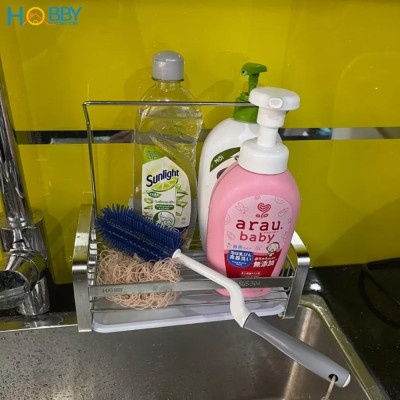 Kệ đựng đồ dùng rửa chén có treo khăn dán tường Hobby home decor KRC4