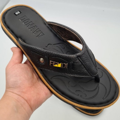 Dép kẹp nam da bò DONAVY cao cấp kiểu đính khuy thời trang 