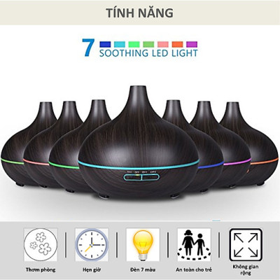 Máy Xông Tinh Dầu Cao Cấp Bầu Tiên Sang Trọng Siêu Âm 550ml - Giúp Khuếch Tán Tỏa Hương Thơm Phòng Ngủ- Nhà Hàng-Khách Sạn- Spa- Tặng Kèm Điều Khiển - Hàng Chính Hãng MINIIN