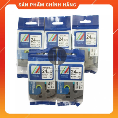 [Combo 3 hộp] Nhãn In đa lớp Tz2-251 - Đen nền trắng 24mm x 8m - Hàng nhập khẩu