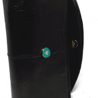 Túi đeo da đà điểu Huy Hoàng da chân màu đen HT6414