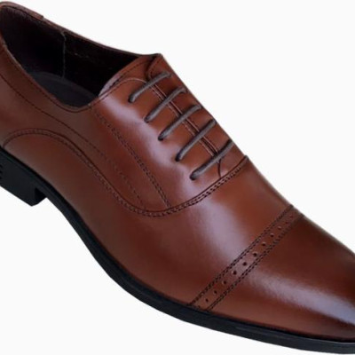 Giày tây nam Trường Hải da bò cao cấp nâu cao 4cm đế cao su GT447