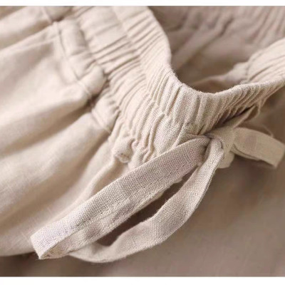Quần suông nữ trơn cạp chun kèm dây rút, có Bigsize, chất linen Đũi ViệtQd09