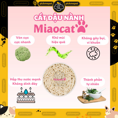 Cát Vệ Sinh Đậu Nành Hạt Nhuyễn Dùng Cho Máy Vệ Sinh MIAO NATURAL TOFU 6L Xả bồn cầu (Miaocat)