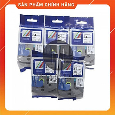 [Combo 5 hộp] Nhãn In Brother HZe-251 - Đen nền trắng 24mm x 8m - Hàng nhập khẩu