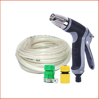 Bộ dây vòi xịt nước rửa xe, tưới cây,tăng áp 3 lần cút nhựa nối nhựa vàng loại 7-10m 206817