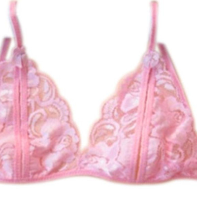 Bộ đồ lót ren xuyên thấu 2 mảnh áo con + Quần lọt khe - Màu hồng