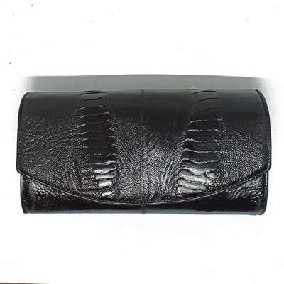 Túi đeo da đà điểu Huy Hoàng da chân màu đen HT6414