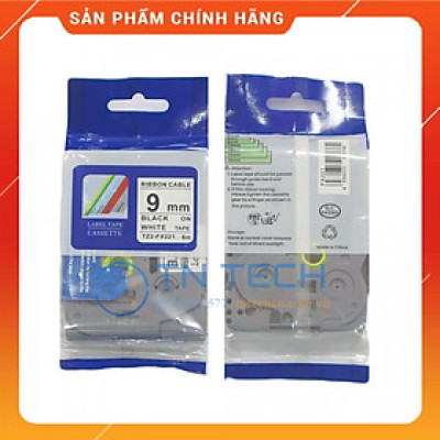 Nhãn In TZ2-FX221 - Đen nền trắng 9mm x 8m - Dùng cho máy in BROTHER - AIMO - PUTY [Hàng nhập khẩu]