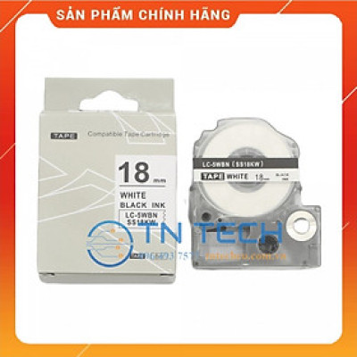 Nhãn in TEPRA - EPSON LC-5WBN (SS18KW) – Chữ đen nền trắng 18MM X 8M  - Dùng cho máy in nhãn TEPRA - EPSON [Hàng nhập khẩu]