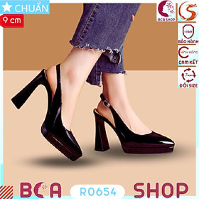 Giày nữ đẹp cao gót 9 phân RO654 ROSATA tại BCASHOP mũi nhọn, quai vòng sau kết hợp bề mặt bóng sang chảnh và cá tính