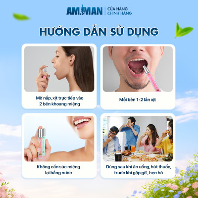 Xịt Thơm Miệng AM-MAN MOUTH SPRAY 10ml Cho Nam Nữ Vị Trái Cây Tự Nhiên Cho Hơi Thở Thơm Mát