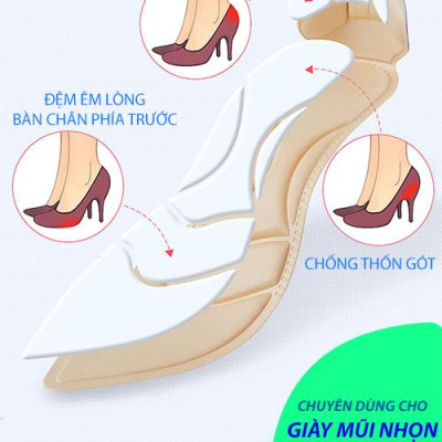 2 cặp lót giày cao gót mũi nhọn giảm size cho giày bị rộng, thoáng khí và êm chân- buybox - BBPK55