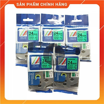 Nhãn In Brother Tz2-751 [Combo 5 hộp] Đen nền xanh lá 24mm x 8m - Hàng nhập khẩu