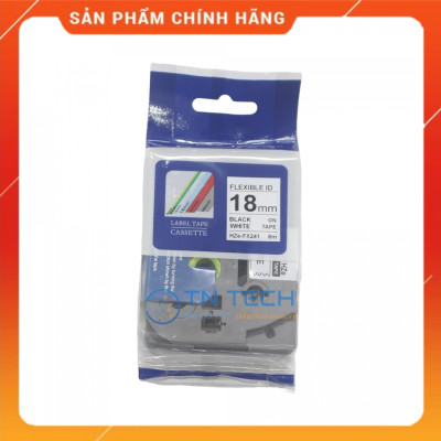 Nhãn In HZE-FX241 - Đen nền trắng 18mm x 8m - Dùng cho máy in BROTHER - AIMO - PUTY [Hàng nhập khẩu]
