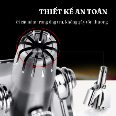 Dụng cụ cắt tỉa lông mũi bằng thép không gỉ máy cắt lông mũi an toàn tiện lợi kèm cọ vệ sinh sang trọng - Hàng Chính Hãng
