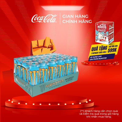 Lốc 24 Lon Nước Tăng Lực Giải Khát Monster Energy Mango Loco Vị Xoài 355ml/Lon_TK