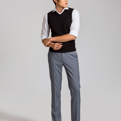 Áo len gile nam Aligro màu đen chất liệu len cotton sợi đanh, không bai xù ALENGL014