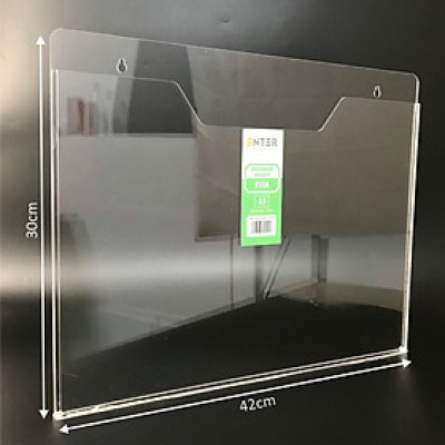 Kệ nhiều giấy treo tường mica Enter C15A 43x31.5cm A3 ngang, đáy 3mm