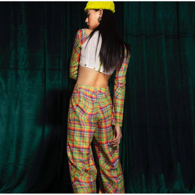 Áo Dài Croptop Cách Tân Tartan - 