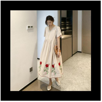 ĐẦM BẦU VÁY BẦU CÔNG SỞ THÊU BÔNG HỒNG