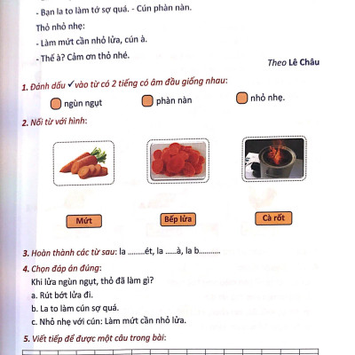 Bài Tập Nâng Cao Tiếng Việt 1 (Biên Soạn Theo Chương Trình Mới) Tập 2