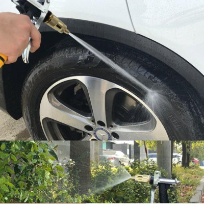  Bộ dây vòi xịt nước rửa xe, tưới cây . tăng áp 3 lần, loại 15m 206236 đầu đồng,cút,nối vàng+ tặng đai