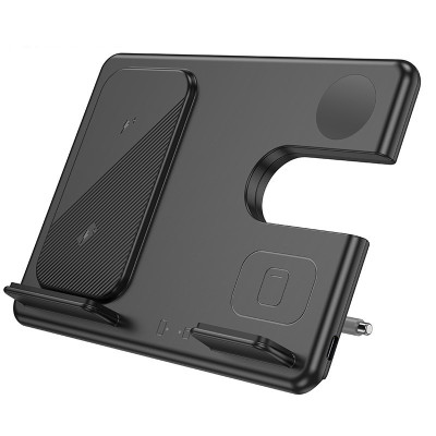 Sạc nhanh không dây 15w cao cấp đa năng 3 trong 1 cho điện thoại, tai nghe, đồng hồ - Hàng nhập khẩu