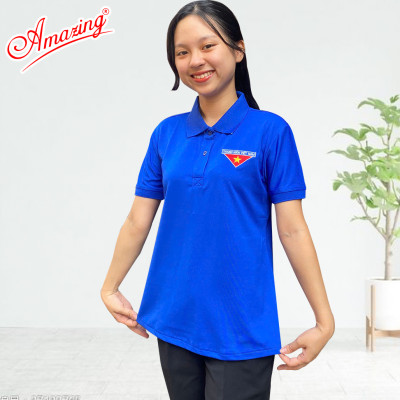 Áo thun Amazing Đoàn Thanh Niên cho nữ, vải thun polo co giãn, thêu logo cờ đỏ sao vàng,bigsize 80kg