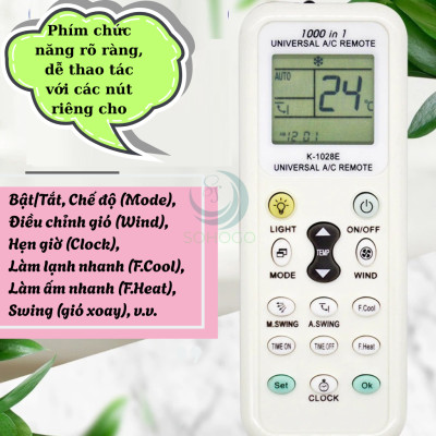 Remote Điều Hòa Đa Năng K-1028E- Hỗ trợ tới 1000 mã điều khiển khác nhau- Điều Khiển Máy Lạnh Thông Minh K-1028E- Remote Đa Năng Cho Máy Lạnh K-1028E – Dễ Dùng, Đa Chức Năng-Hàng nhập khẩu