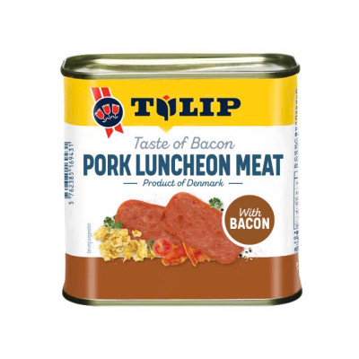 Thịt Heo Hộp Xông Khói Bacon Tulip 340g - Nhập Khẩu Đan Mạch | Tulip Pork Luncheon Meat with Bacon 340g