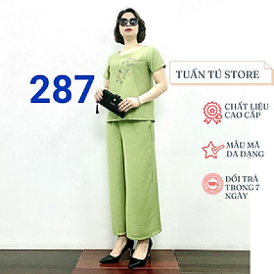 Bộ Đũi Trung Niên Hoa Thêu Cực Đẹp Vải Mát Đường May Tinh Xảo Chắc Chắn - Tuấn Tú Store 68