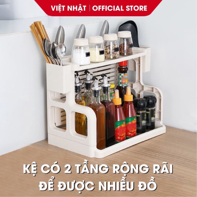 Kệ gia vị 2 tầng bằng nhựa cao cấp VIỆT NHẬT - giúp căn bếp luôn gọn gàng sạch sẽ
