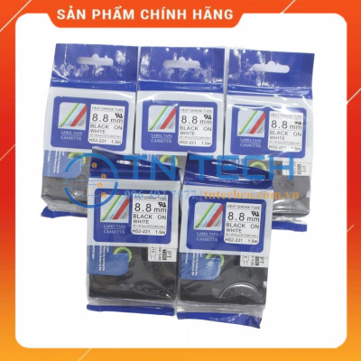 Ống co nhiệt HS2-221 - Đen nền trắng 8.8mm x 1.5m - Dùng cho máy in ống BROTHER - AIMO [Hàng nhập khẩu]