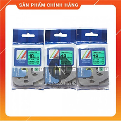 [Combo 3 hộp] Nhãn In Cho Brother Tz2-741 - Đen nền xanh lá 18mm x 8m - Hàng nhập khẩu