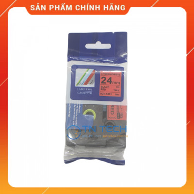 Nhãn In HZE-S451 - Đen nền đỏ 24mm x 8m - Dùng cho máy in BROTHER - AIMO - PUTY [Hàng nhập khẩu]
