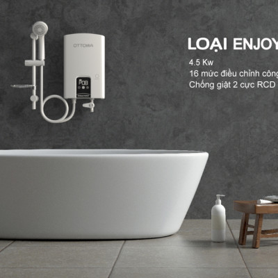 Máy tắm nước nóng OTTOWA TE4501, hàng chính hãng