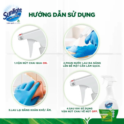 Combo 2 Chai Nước Lau Đa Năng Sunlight Chanh & Sả Phiên Bản Nâng Cấp Từ Cif Sạch Bóng Kin Kít, Không Nhờn Rít Chai 500ML