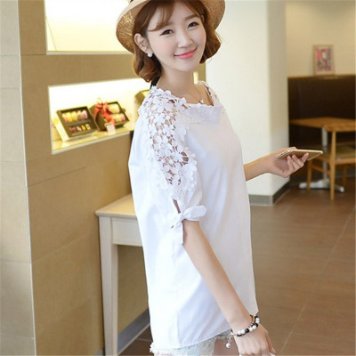 Áo nữ ren hoa tay lỡ kèm dây nơ s107